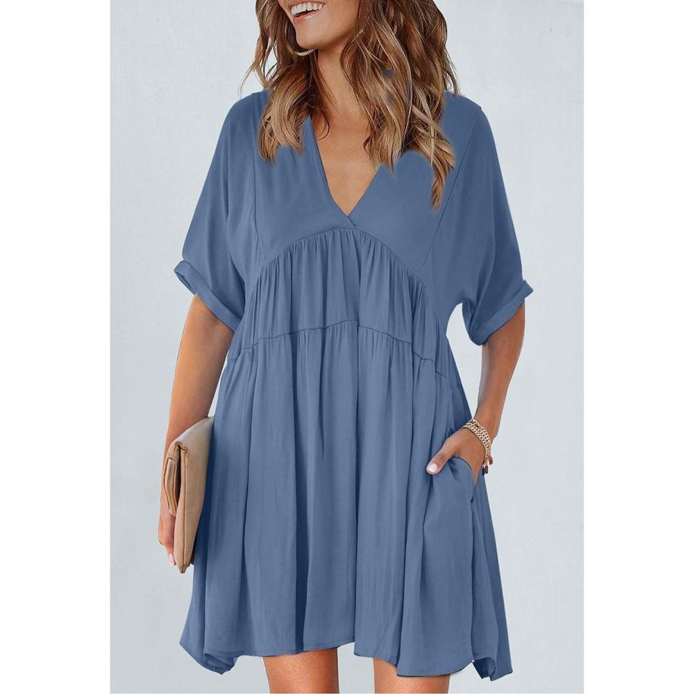 Elegant Blue Mini Dress - Picture 2 of 6